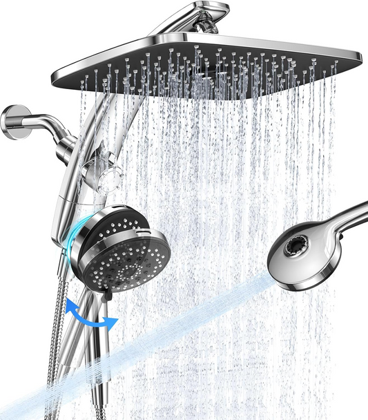 Luxury 14-Inch Rainfall Shower Head with Handheld – Full Body Coverage