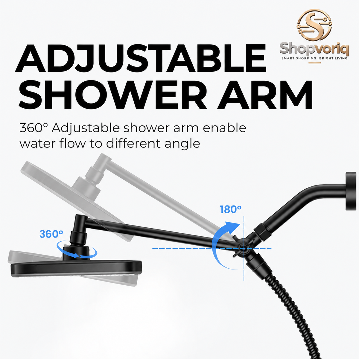 Premium Matte Black Rainfall Shower Head with Handheld – 5 Spray Modes