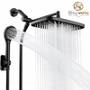 Premium Matte Black Rainfall Shower Head with Handheld – 5 Spray Modes
