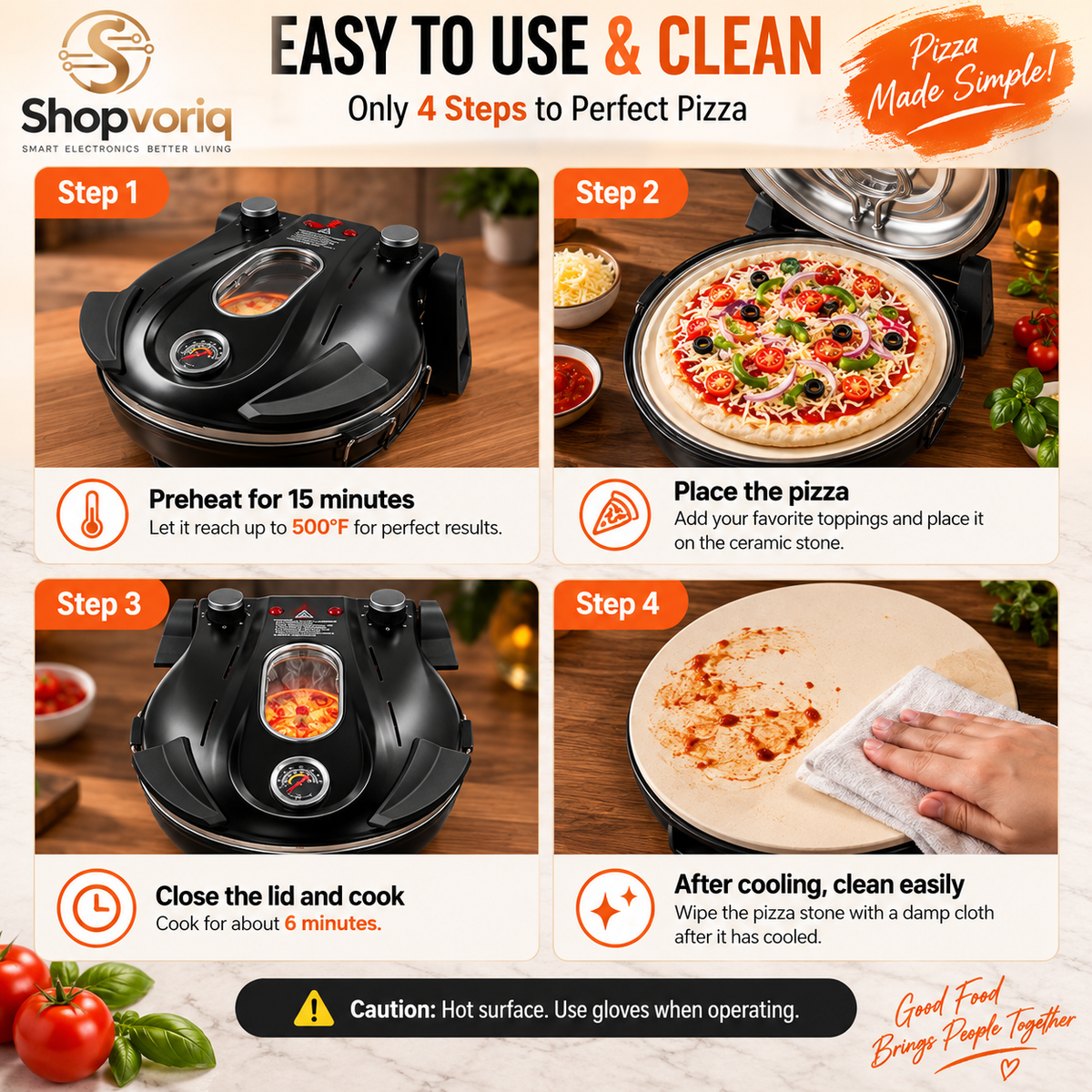 12-Inch Electric Pizza Maker with Cordierite Stone