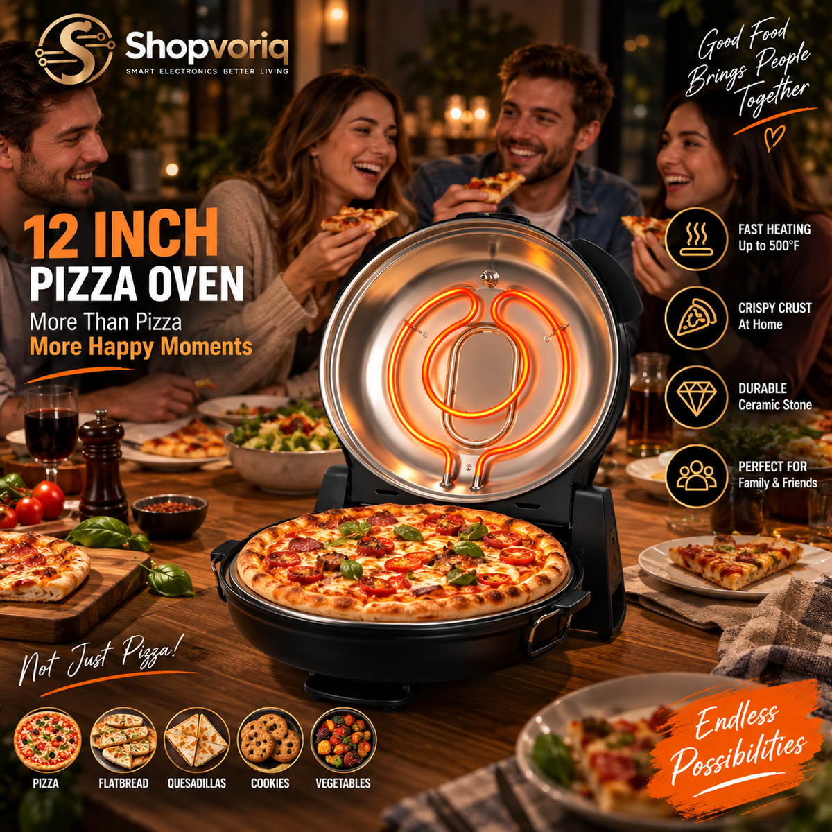 12-Inch Electric Pizza Maker with Cordierite Stone