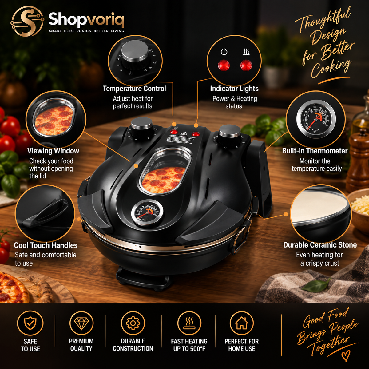 12-Inch Electric Pizza Maker with Cordierite Stone