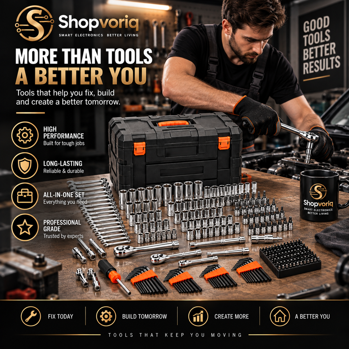 450-Piece Mechanics Tool Kit & Socket Set – SAE & Metric