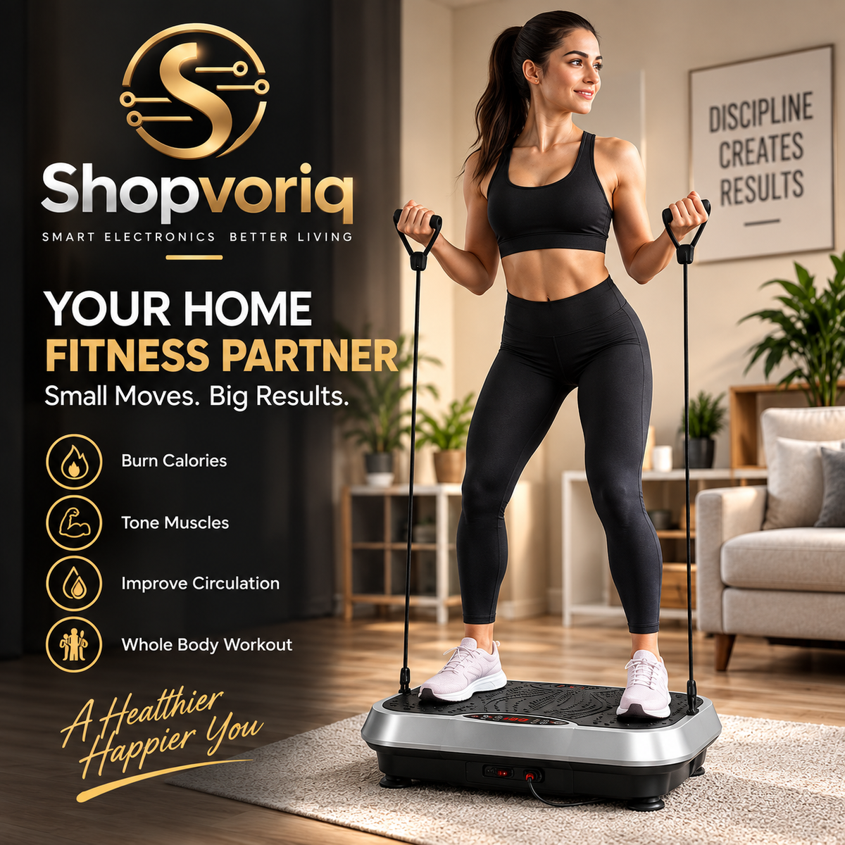 Resistance Band Vibration Platform for Weight Loss and Body Toning