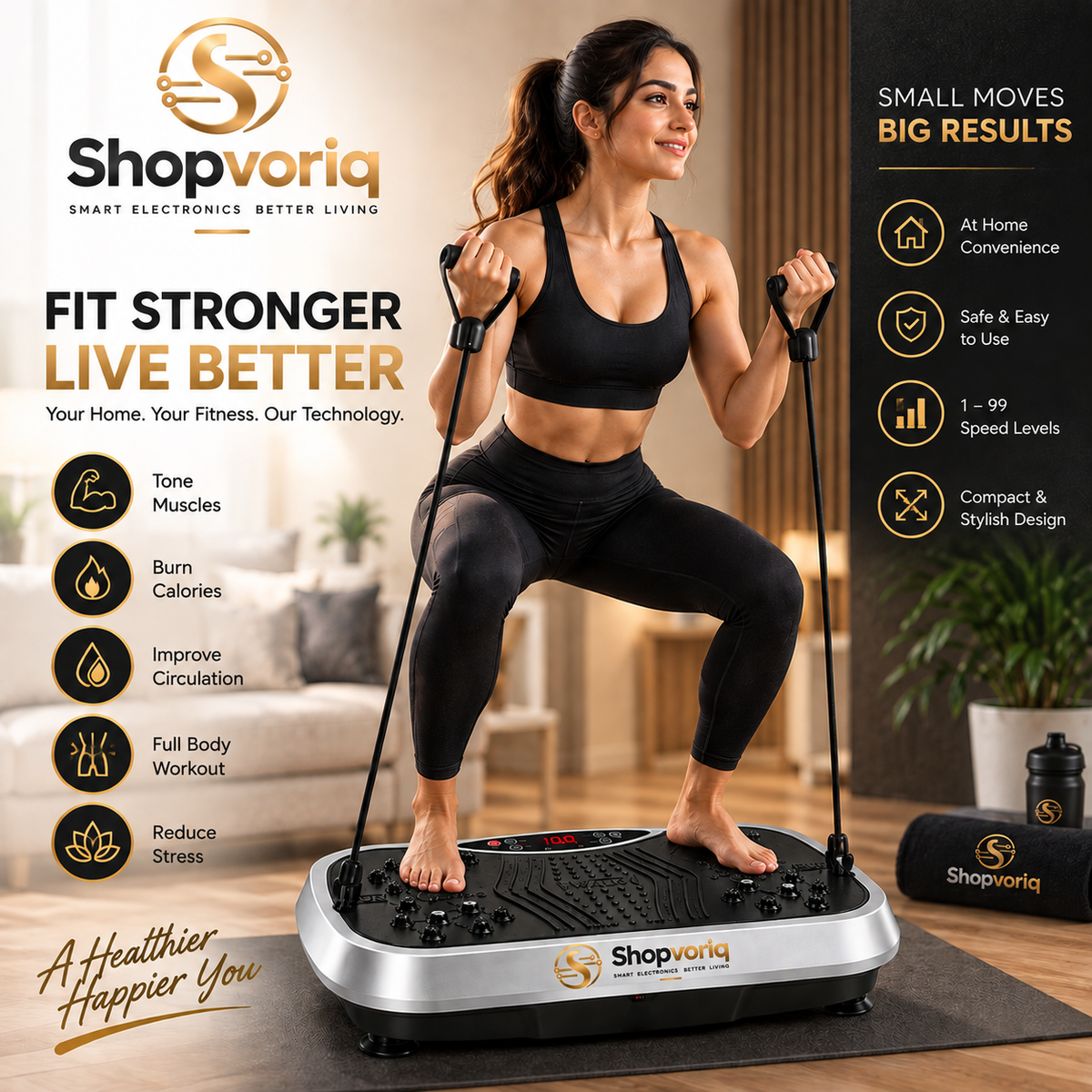Resistance Band Vibration Platform for Weight Loss and Body Toning